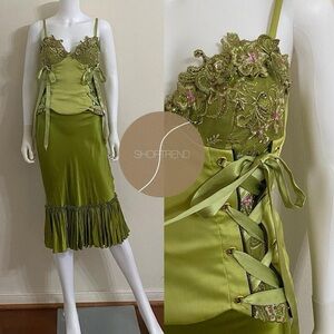 🔥FINAL SALE🔥Mandalay vintage Fairy-core pixie green sequin corset Top